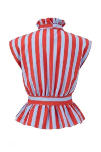 TRENDYOLMİLLA Red BLUE Striped Collar Binding Detailed Shirt - Image 7