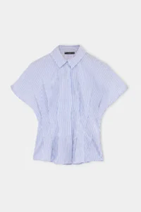 TRENDYOLMİLLA BLUE Striped Pili Detailed Shirt - Image 5