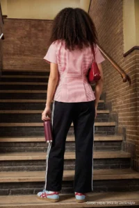 TRENDYOLMİLLA Red Striped Pili Detailed Shirt - Image 4