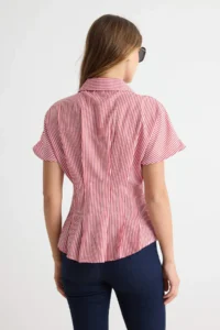 TRENDYOLMİLLA Red Striped Pili Detailed Shirt - Image 8