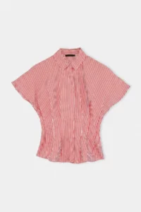 TRENDYOLMİLLA Red Striped Pili Detailed Shirt - Image 9
