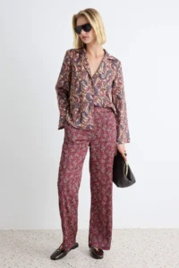 TRENDYOLMİLLA Multicolored Satin Shawl Patterned Oversized Shirt - Image 3