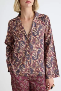 TRENDYOLMİLLA Multicolored Satin Shawl Patterned Oversized Shirt - Image 4