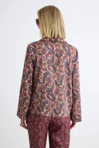 TRENDYOLMİLLA Multicolored Satin Shawl Patterned Oversized Shirt - Image 5