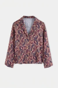 TRENDYOLMİLLA Multicolored Satin Shawl Patterned Oversized Shirt - Image 6