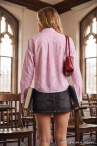 TRENDYOLMİLLA PINK Striped Heart Embroidered Shirt - Image 4