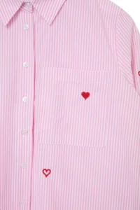 TRENDYOLMİLLA PINK Striped Heart Embroidered Shirt - Image 6