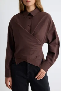 TRENDYOLMİLLA Brown Cross tied up Shirt - Image 4