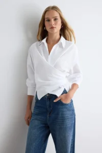 TRENDYOLMİLLA WHITE Cross tied up Shirt - Image 2