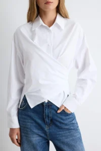 TRENDYOLMİLLA WHITE Cross tied up Shirt - Image 3