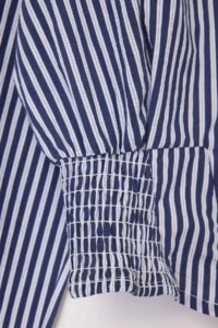 TRENDYOLMİLLA NAVY BLUE-Beige Striped Gipe Detailed Waist Fitting Shirt - Image 6