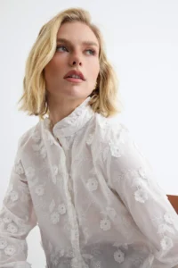 TRENDYOLMİLLA WHITE 3D Fabric Shirt - Image 2