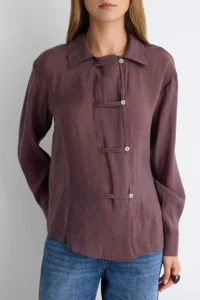TRENDYOLMİLLA Brown Binding Detailed Shirt - Image 3