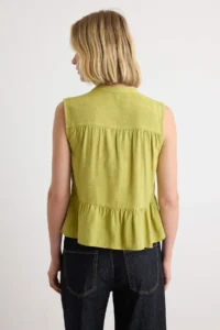 TRENDYOLMİLLA Oil Green Sleeveless Cotton Bohem Shirt - Image 4