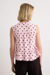 TRENDYOLMİLLA PINK-Multicolored Polka Dot Sleeveless Cotton Bohem Shirt - Image 4