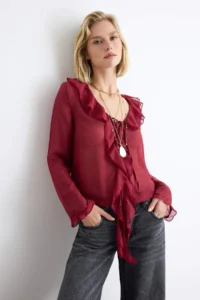 TRENDYOLMİLLA with flywheel Unlined textured Shirt - Image 2