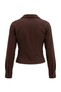 TRENDYOLMİLLA Brown Fitted Button Detailed Shirt - Image 6
