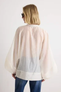 TRENDYOLMİLLA WHITE tied up Hafif Transparan Shirt - Image 4