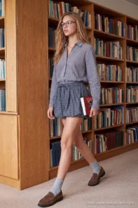 TRENDYOLMİLLA BLUE Checkered Wacky Collar Shirt