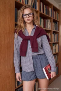 TRENDYOLMİLLA BLUE Checkered Wacky Collar Shirt - Image 2
