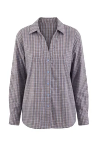 TRENDYOLMİLLA BLUE Checkered Wacky Collar Shirt - Image 4
