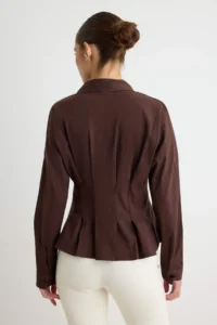 TRENDYOLMİLLA Brown Battery Detailed Cotton Lycra Waist Fitting Shirt - Image 4