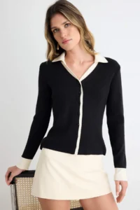 TRENDYOLMİLLA Black Premium Thread/Special Thread Knitwear Cardigan