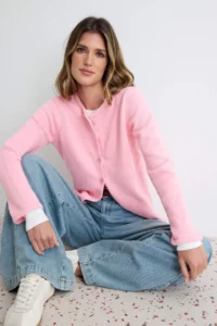 TRENDYOLMİLLA More Sustainable PINK Crew Neck Basic Soft Knitwear Cardigan - Image 2