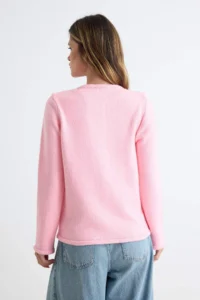 TRENDYOLMİLLA More Sustainable PINK Crew Neck Basic Soft Knitwear Cardigan - Image 4