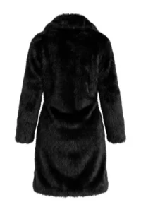 TRENDYOLMİLLA Black Faux Fur Oversized LONG Overcoat - Image 9