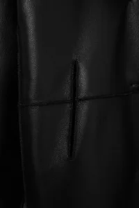 TRENDYOLMİLLA Black Faux Leather Inside Fur Double Sided Oversized Double breasted Kapama LONG Overcoat - Image 12