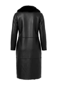 TRENDYOLMİLLA Black Faux Leather Inside Fur Double Sided Oversized Double breasted Kapama LONG Overcoat - Image 13