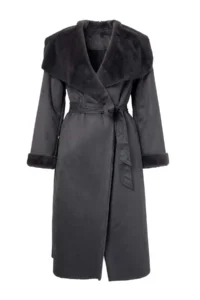 TRENDYOLMİLLA Gray Suede Inside Fur Oversized LONG Overcoat - Image 6