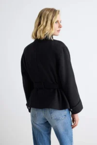 TRENDYOLMİLLA Black High Neck Arched Mono Closure Regular Midi Bowl Overcoat - Image 5