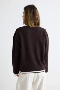 TRENDYOLMİLLA Brown Soft textured Double Collar Detailed Oversized Knitwear Sweater - Image 4