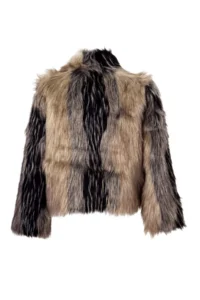 TRENDYOLMİLLA Multicolored Regular Pattern Faux Fur Coat - Image 8
