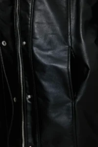 TRENDYOLMİLLA Black Regular Pattern Belt Detailed Faux Leather Jacket Coat - Image 7