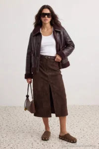 TRENDYOLMİLLA Dark Brown Regular Pattern Plush Coat