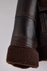 TRENDYOLMİLLA Dark Brown Regular Pattern Plush Coat - Image 9