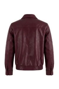 TRENDYOLMİLLA Burgundy Oversized Pattern Stand Collar Faux Leather Bomber Jacket Jacket Coat - Image 8