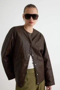 TRENDYOLMİLLA Black Regular Pattern Quilted Soft Faux Leather Jacket Coat - Image 3