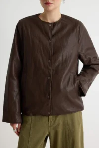TRENDYOLMİLLA Black Regular Pattern Quilted Soft Faux Leather Jacket Coat - Image 4
