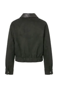 TRENDYOLMİLLA Black Regular Pattern Leather Collar Suede Bomber Jacket Jacket Coat - Image 8