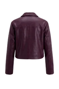 TRENDYOLMİLLA Burgundy Regular Pattern Sewing Detailed Faux Leather Jacket Coat - Image 3