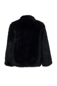 TRENDYOLMİLLA Black Oversized Pattern Faux Fur Coat - Image 9