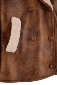 TRENDYOLMİLLA Brown Oversized Pattern Shawl Collar Plush Detailed Coat - Image 2