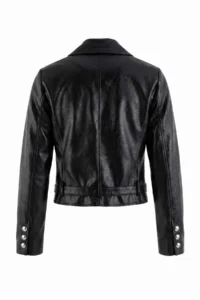 TRENDYOLMİLLA Black Regular Pattern Metal buttoned Arched Faux Leather Coat - Image 3