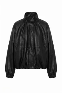 TRENDYOLMİLLA Black Oversized Pattern Soft Faux Leather Coat - Image 6
