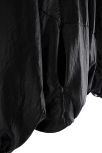 TRENDYOLMİLLA Black Oversized Pattern Soft Faux Leather Coat - Image 7
