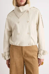 TRENDYOLMİLLA Stone Oversized Pattern High Neck Soft Faux Leather Jacket Coat - Image 4